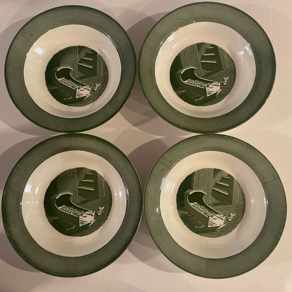 Set 4 Colonial Homestead by Royal Soup / Salad Bowls Circa 1950 Cradle - Picture 1 of 3